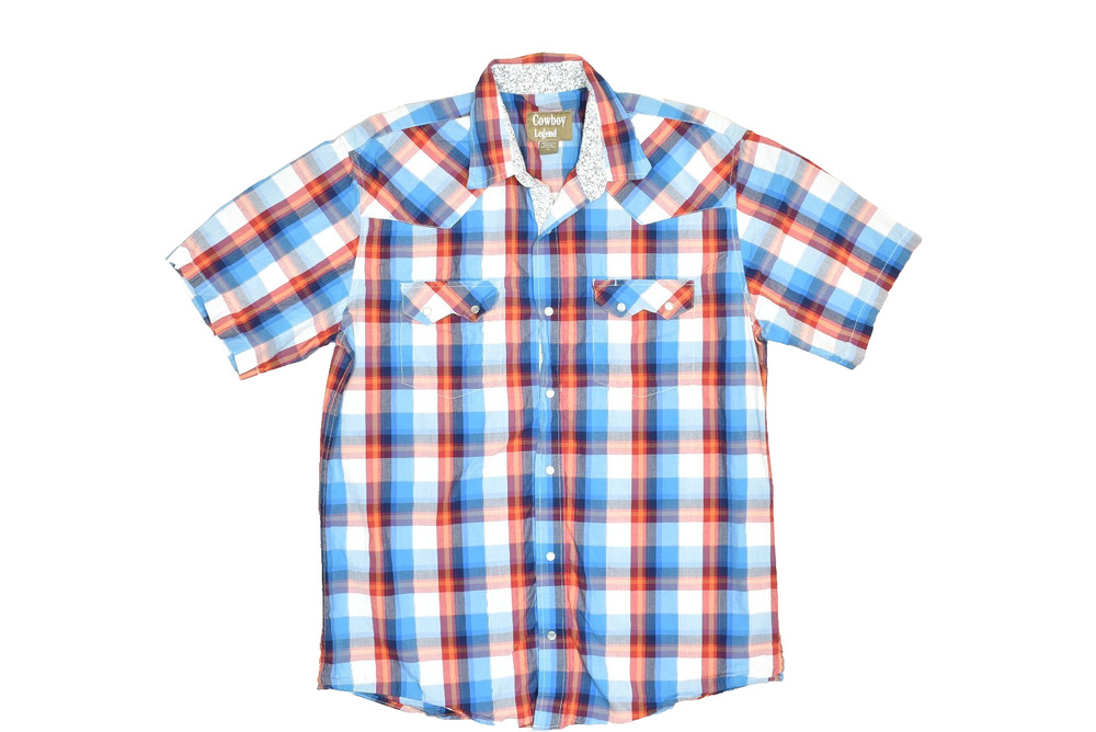 Cowboy Legend Plaid Western Pearl Snap Shirt Regular Size XL 100% Cottton